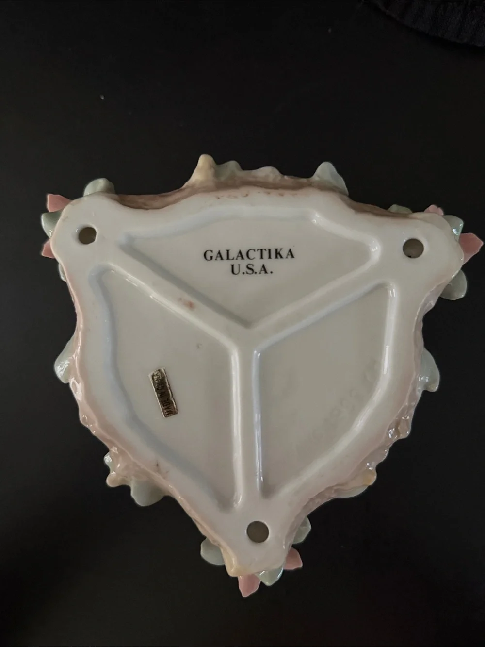 Galactika Pastel Green and Pink Porcelain Hummingbird Candle Holder/Trinket Dish